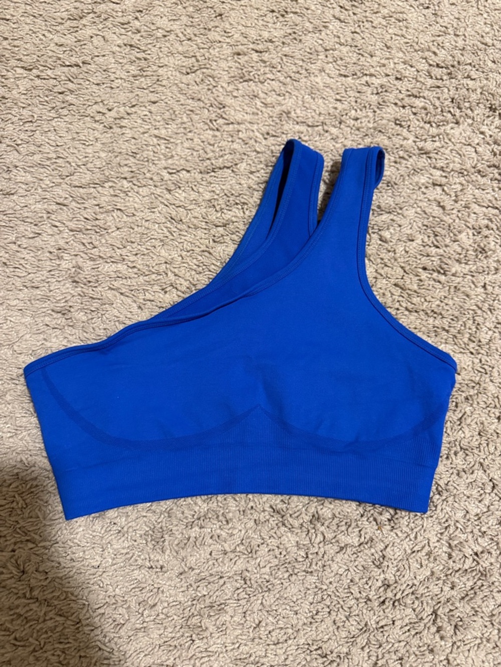 One-Shoulder Seamless Sports Bra - Electric Blue